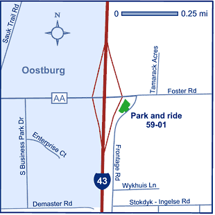 Map of Sheboygan County park and ride lot 59-01