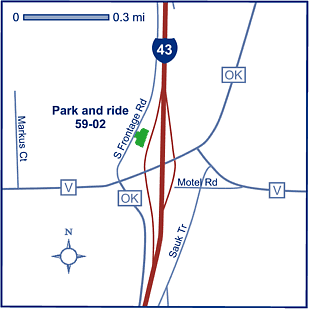 Map of Sheboygan County park and ride lot 59-02