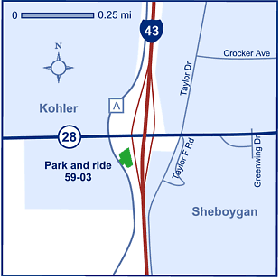 Map of Sheboygan County park and ride lot 59-03