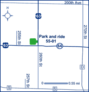 Map of park and ride lot 55-01 - US 63/WIS 64.