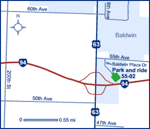 Map of park and ride lot 55-02 - Baldwin.