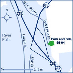 Map of park and ride lot 55-04 - WIS 35/65 in River Falls