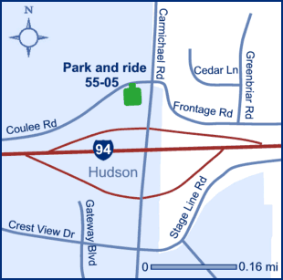 Map of park and ride lot 55-05 - Carmichael Road in Hudson
