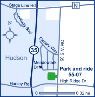 Map of park and ride lot 55-07 - Old WIS 35 in Hudson