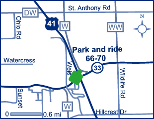 Map of Washington County park and ride lot 66-70.