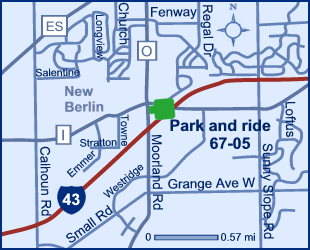 Map of Waukesha County park and ride lot 67-05.