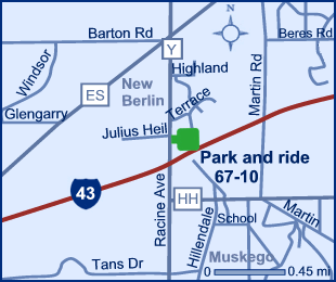 Map of Waukesha County park and ride lot 67-10.