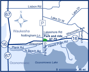 Map of park and ride lot 67-75.