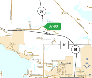 Map of park and ride lot 67-90.