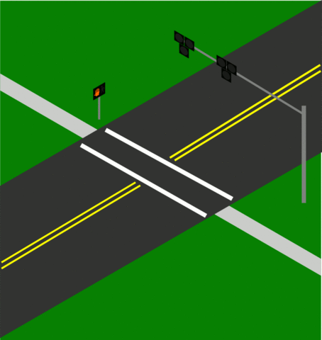 Pedestrian Hybrid Beacon (PHB) animation.