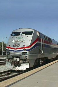 Amtrak train at the station