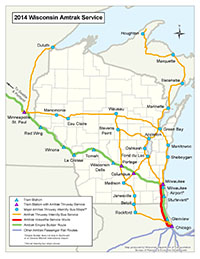 Map of Wisconsin Amtrak service