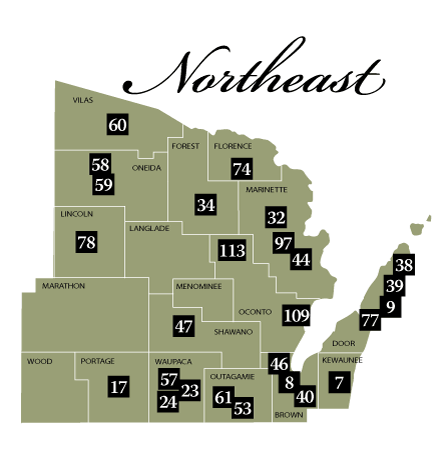 Rustic Roads - Northeast region locator map