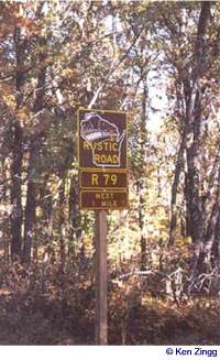Nothing but wilderness behind the Rustic Road 79 marker