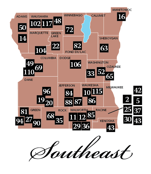 Rustic Roads - Southeast region locator map