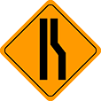 Right lane ends - merge left sign