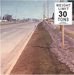 Weight limit posted on road.